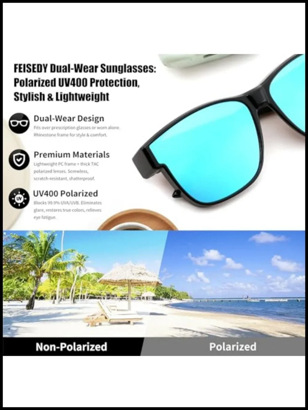 Oversized Fit Over Glasses Polarized Sunglasses UV400 Protection Unisex